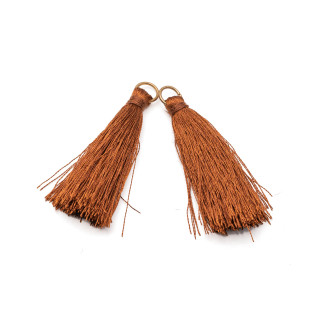 Tassels with Brass Ring 4cm 25pcs Brown