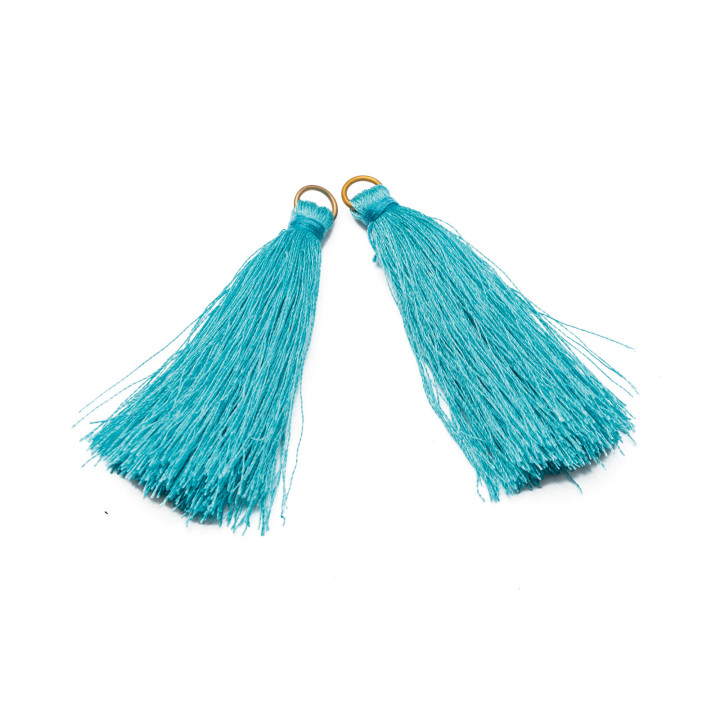 Borlas Con Anillo De Latón 6cm 15uds Azul Claro