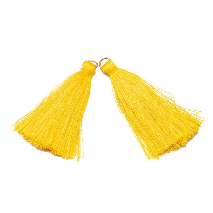 Tassels with Brass Ring 6cm 15pcs Yellow