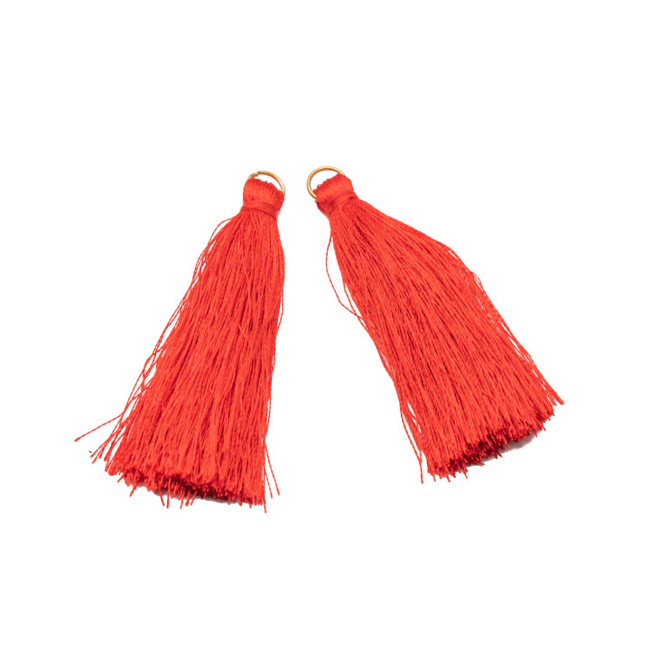 Pompons Avec Anneau En Laiton 6cm 15pcs Rouge Clair