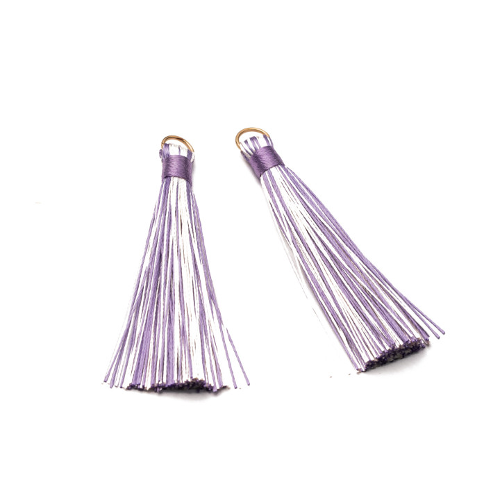Quasten mit goldenem Messingring 10x80mm 20St Lilac Mix