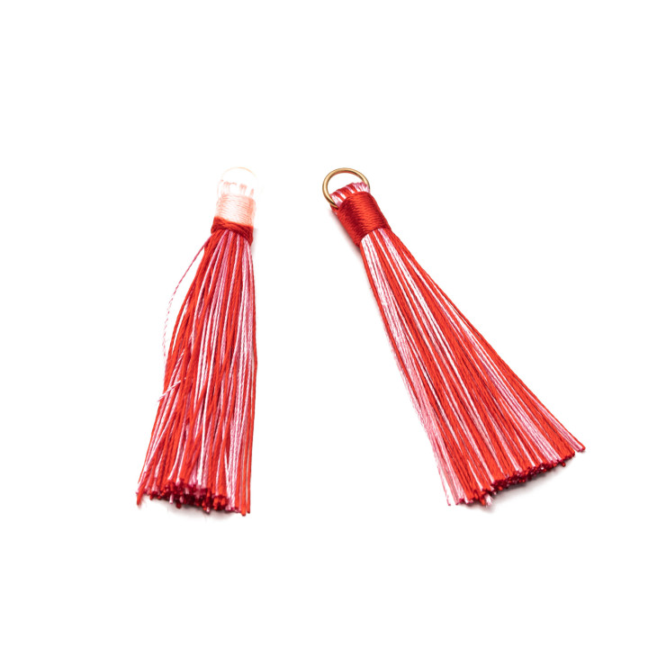 Quasten mit goldenem Messingring 10x80mm 20St Rot Mix