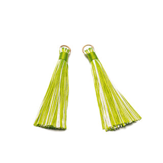 Borlas Con Anillo De Latón Dorado 10x80mm 20pz Verde Mezcla