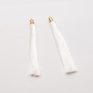 Tassels with Brass Cup 10cm 10pcs Golden White