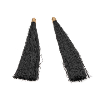 Tassels with Brass Cup 10cm 10pcs Golden Black