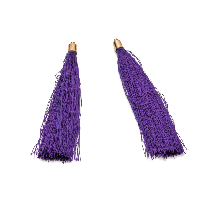 Pompons Avec Coupelle Laiton 10cm 10pcs Doré Violet