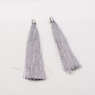 Tassels with Brass Cup 10cm 10pcs Rhodium Plated Grey