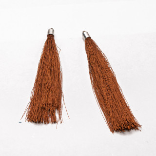 Tassels with Brass Cup 10cm 10pcs Rhodium Plated Brown