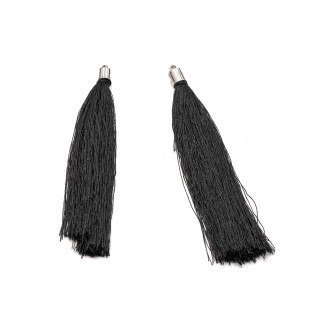 Borlas Con Copa De Latón 10cm 10uds Rodio Negro