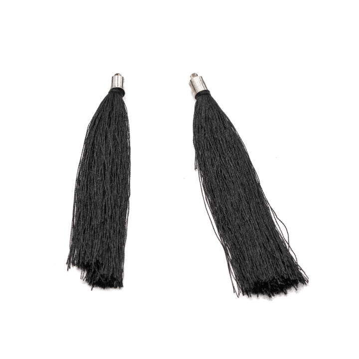 Borlas Con Copa De Latón 10cm 10uds Rodio Negro