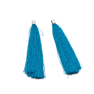 Pompons Avec Coupelle En Laiton 10cm 10pcs Sarcelle Rhodiée