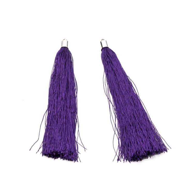Tassels with Brass Cup 10cm 10pcs Rhodium Plated Purple