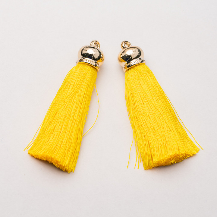 Tassels with Brass Cup 16x70mm 6pcs Golden Yellow