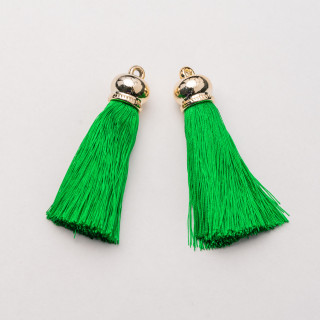 Pompons Avec Coupelle Laiton 16x70mm 6pcs Doré Vert Clair