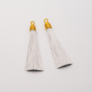 Borlas Con Copa Bordada Dorada 10x85mm 20uds Gris