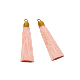 Tassels with Golden Embroidered Cup 10x85mm 20pcs Peach
