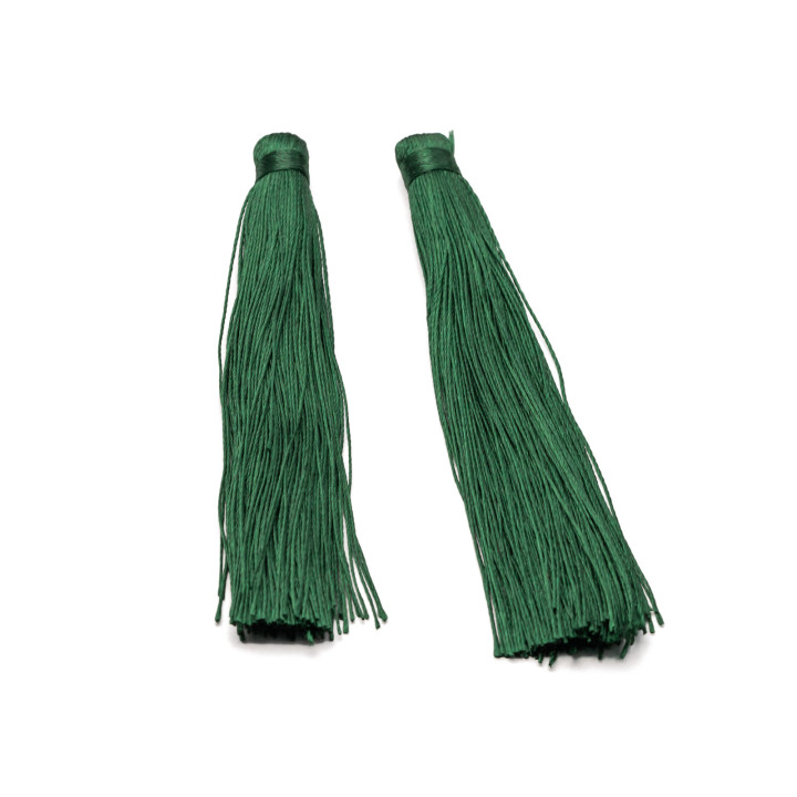 Fabric Tassels 10x120mm 20pcs Emerald Green