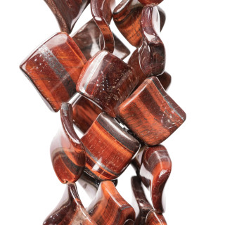 Oeil de Tigre Rouge Naturel Losange Ondulé 22mm