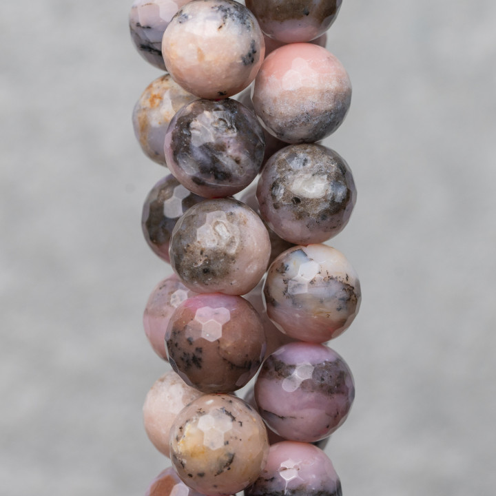 Opale Rosa Perlina Tonda Sfaccettata 12mm Scuro
