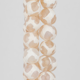 Agata Tibetana Perlina Tonda Sfaccettata 10mm Bianco Maculato