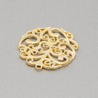 Colgante de componente de bronce de círculo mecanizado estilo imperio 25 mm 22 piezas