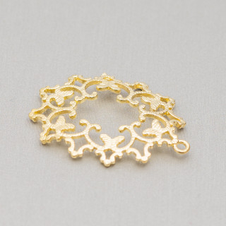 Pendente Componente Di Bronzo Cerchio Traforato Stile Impero 27x29mm 22pz