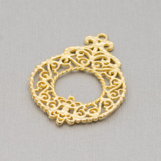 Pendente Componente Di Bronzo Goccia Traforata Stile Impero 25x36mm 18pz