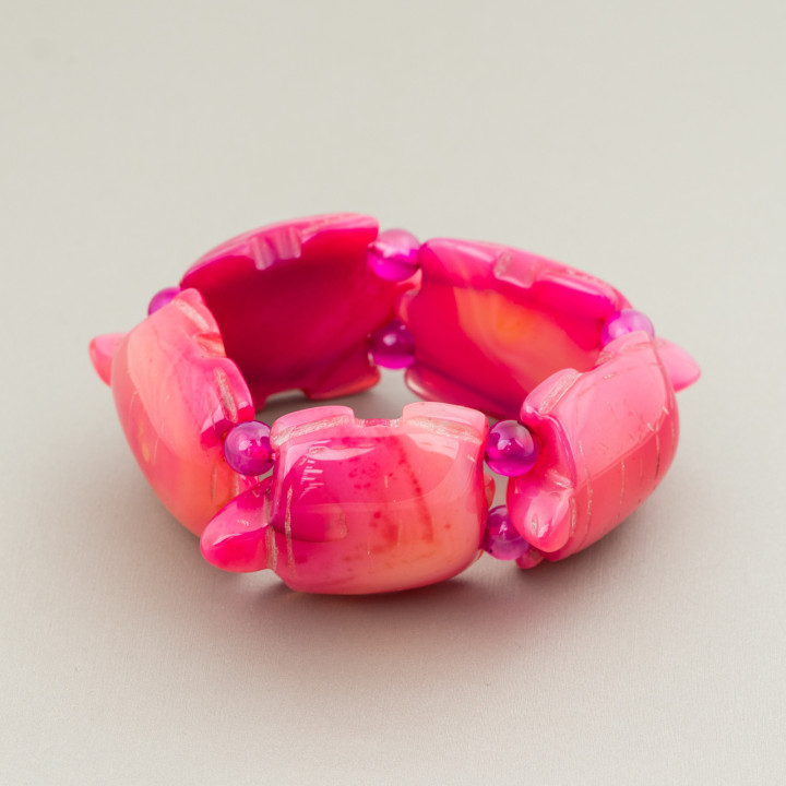 Edelsteinarmband Große Schildkröte Schildkröte 31x48mm Fuchsia Achat