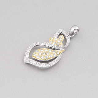 Pendentif Feuille Laiton Pendentif Avec Zircons 24x50mm