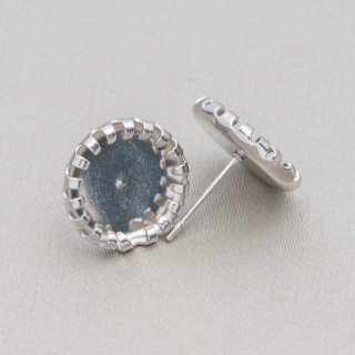 Spring Bezel Steel Earring Post 12mm 50 Pairs