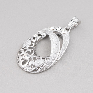 Pendentif Pendentif Laiton Double Ovale Et Zircons 31x60mm