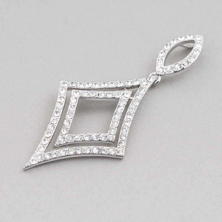 Colgante Colgante De Latón Con Rombos Y Circonitas 33x76mm