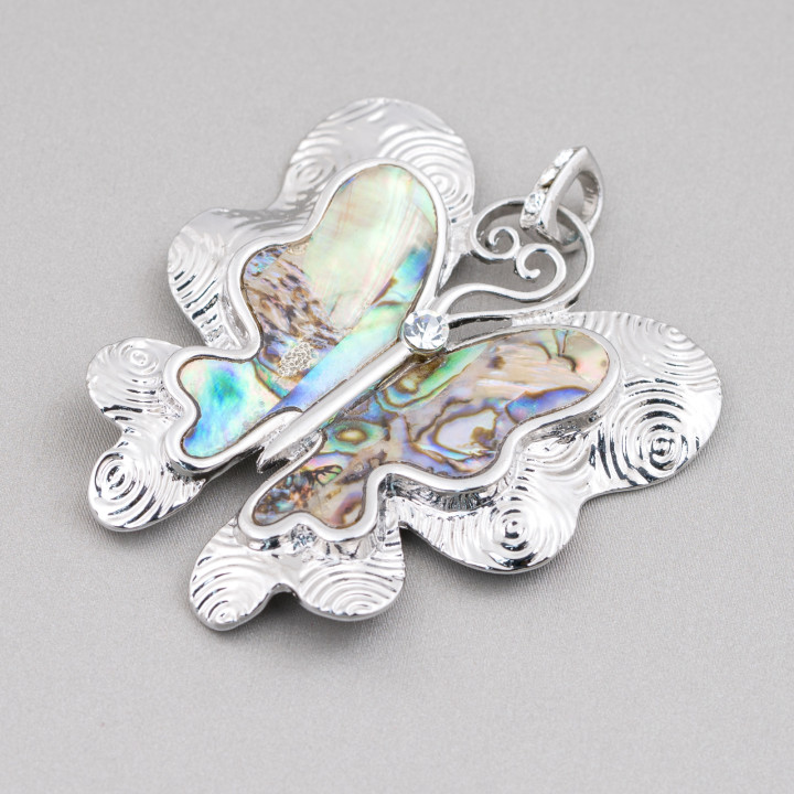 Anhänger Messing Schmetterling Perlmutt Anhänger mit Zirkonia 55x66mm