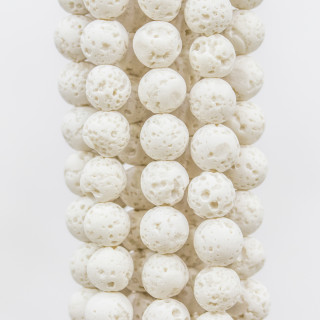 Glatter runder weißer Lavastein 12 mm