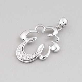 Pendentif Feuille Laiton Perforé Pendentif Avec Zircons 36x56mm