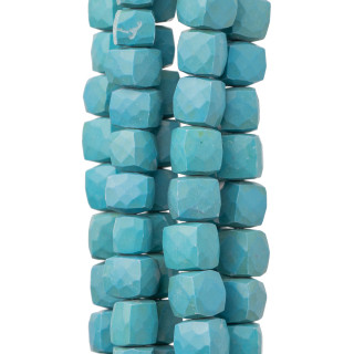 MachineCut Pierres Indiennes Cube Facettes Fil 14-15cm Diamètre 8-10mm Aulite Turquoise