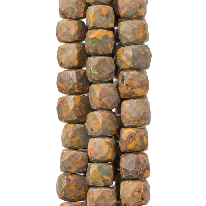MachineCut Indian Stones Faceted Cube Wire 14-15cm Diámetro 8-10mm Brown Spotted Jasper