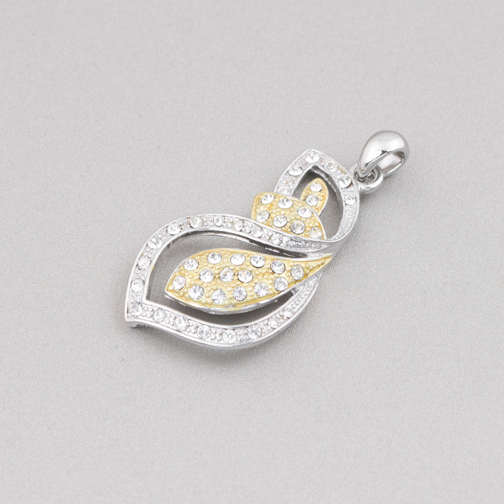 Pendentif Goutte Laiton Avec Zircons 18x32mm