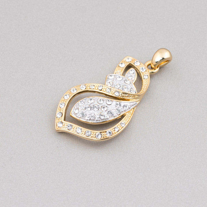 Colgante Colgante Gota De Latón Con Circonitas 18x32mm Dorado