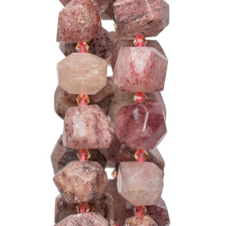 Pépites à facettes irrégulières en pierre de quartz fraise 18-20x12-15mm