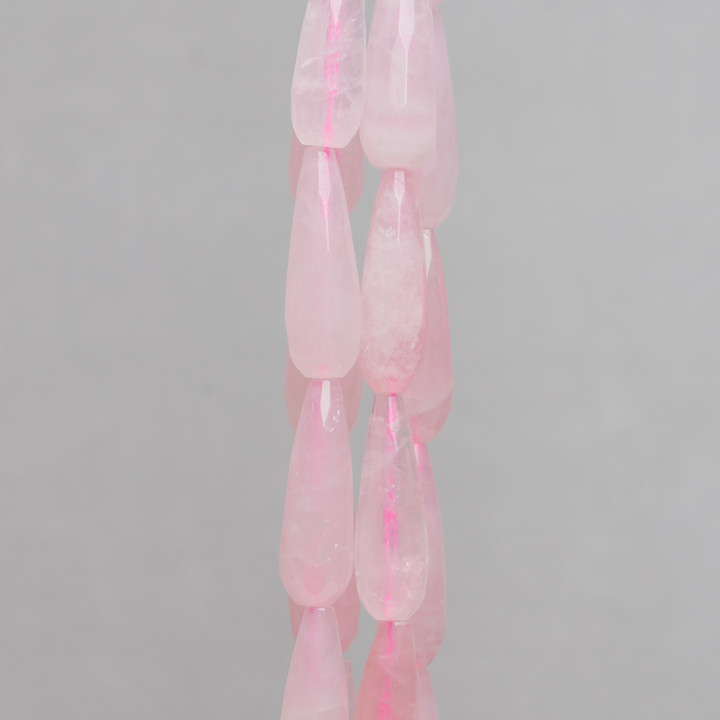 Gotas Briolette Facetadas Cuarzo Rosa 10x30mm