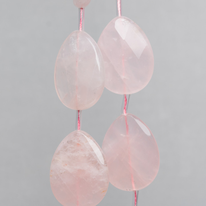 Quarzo Rosa Gocce Piatto Sfaccettato 30x40mm 8pz Trasparente