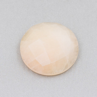 Komponenten-Cabochon, rund, facettiert, 30 mm, 2 Stück Calcit