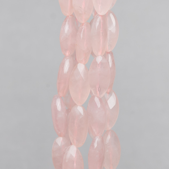 Cuarzo Rosa Ovalado Plano Facetado 10x20mm Transparente