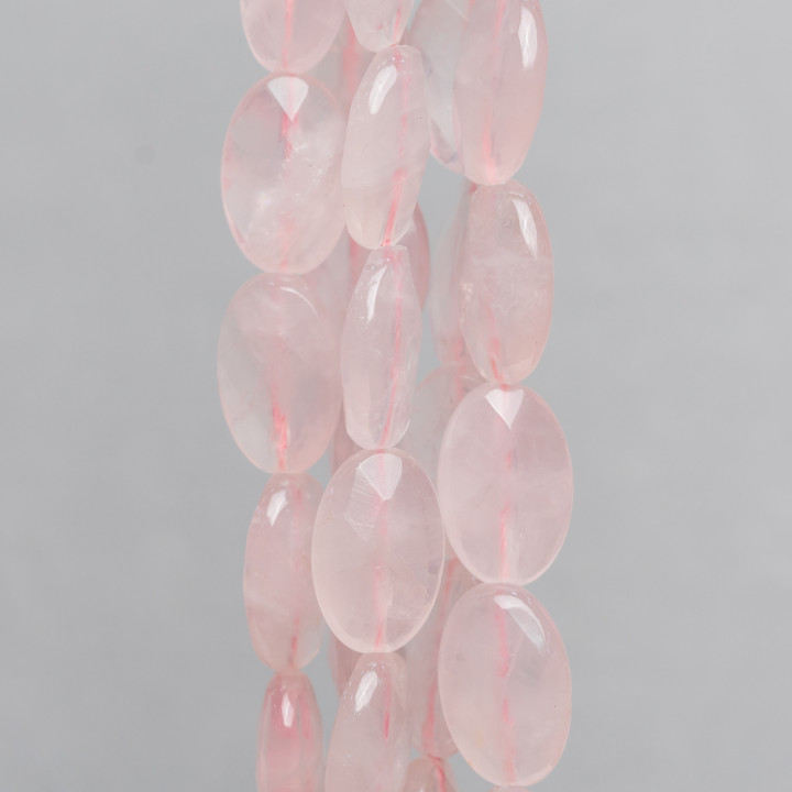 Quartz Rose Ovale Plat Facette 12x18mm Transparent