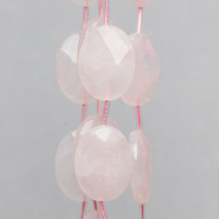Cuarzo Rosa Ovalado Plano Facetado 22x30mm 10pcs Transparente