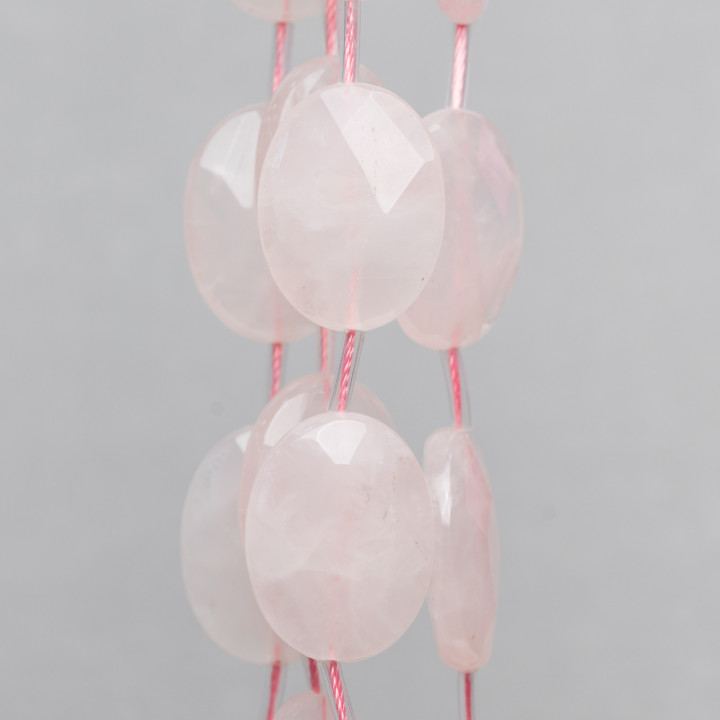 Quarzo Rosa Ovale Piatto Sfaccettato 22x30mm 10pz Trasparente