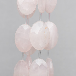 Quartz Rose Ovale Plat Facette 22x33mm 9pcs Transparent