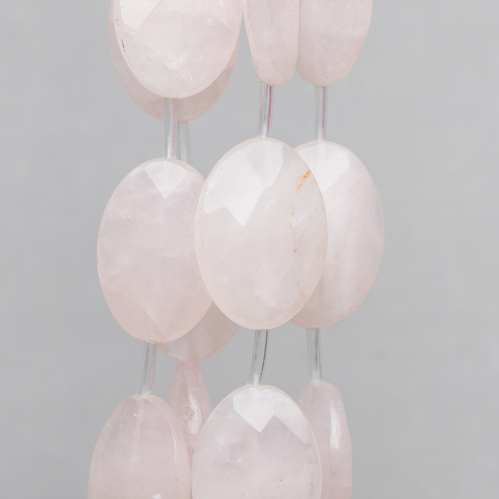 Quarzo Rosa Ovale Piatto Sfaccettato 22x33mm 9pz Trasparente
