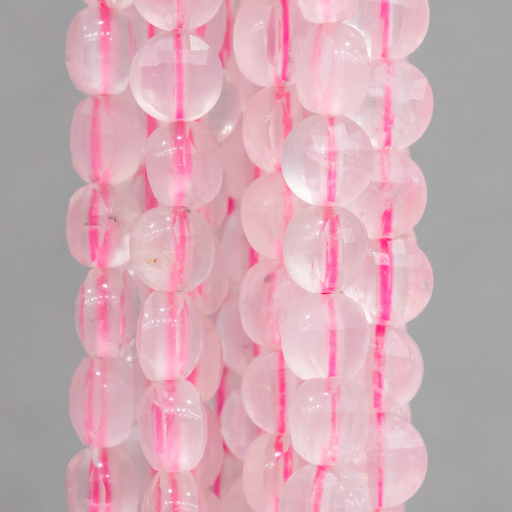 Rose Quartz Στρογγυλό Επίπεδο Κέρμα Faceted MachineCut 6mm